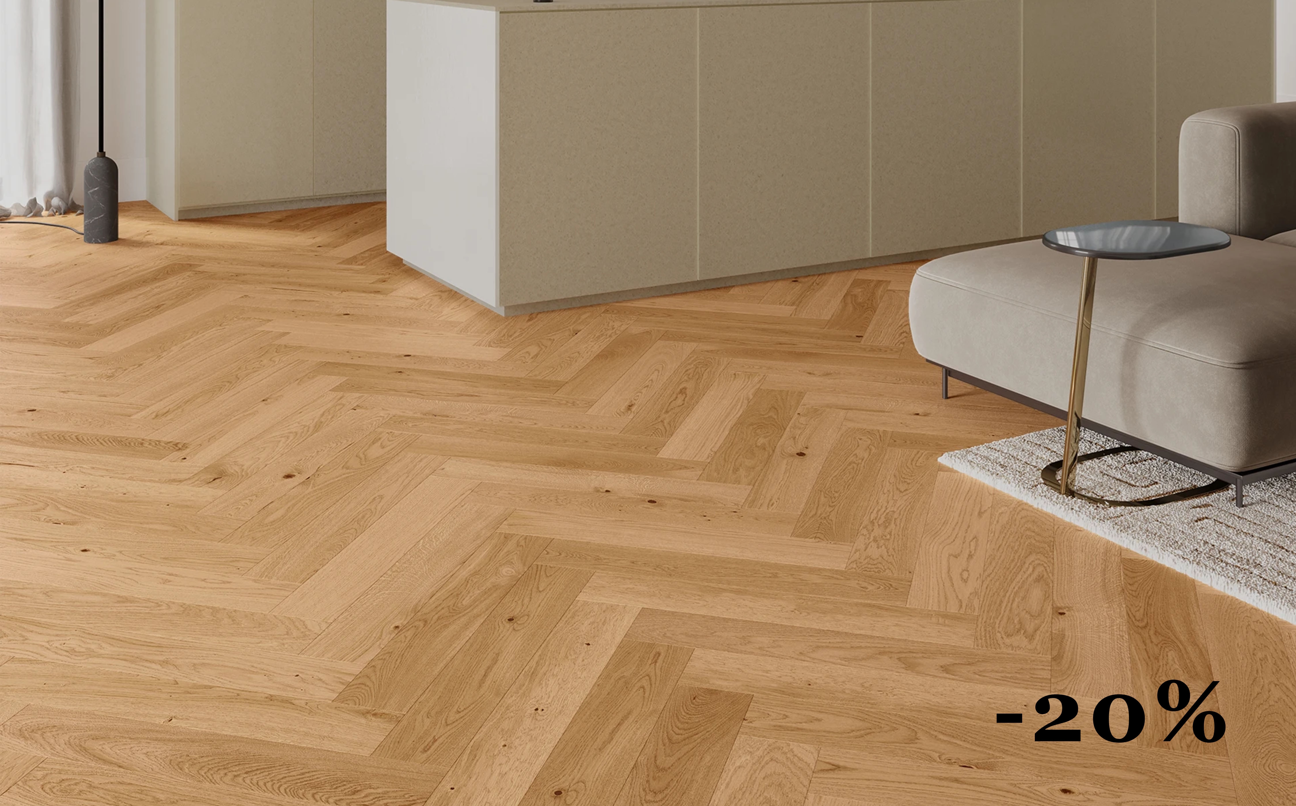 Drevená podlaha - Dub Toffee Herringbone 130