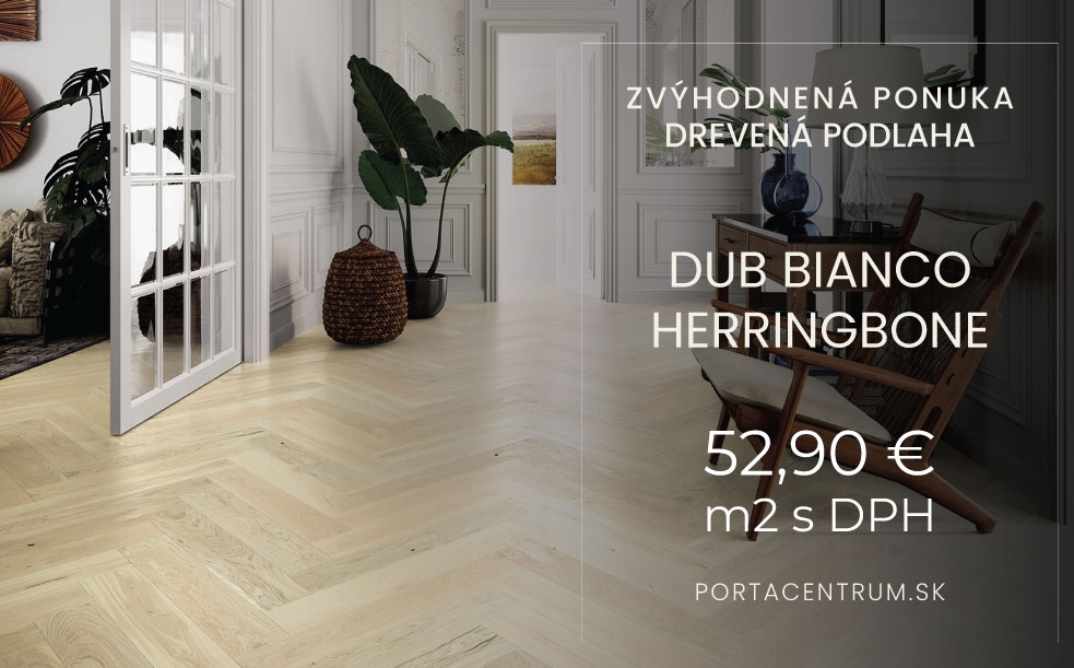 Drevená podlaha - Dub Bianco Herringbone 130 