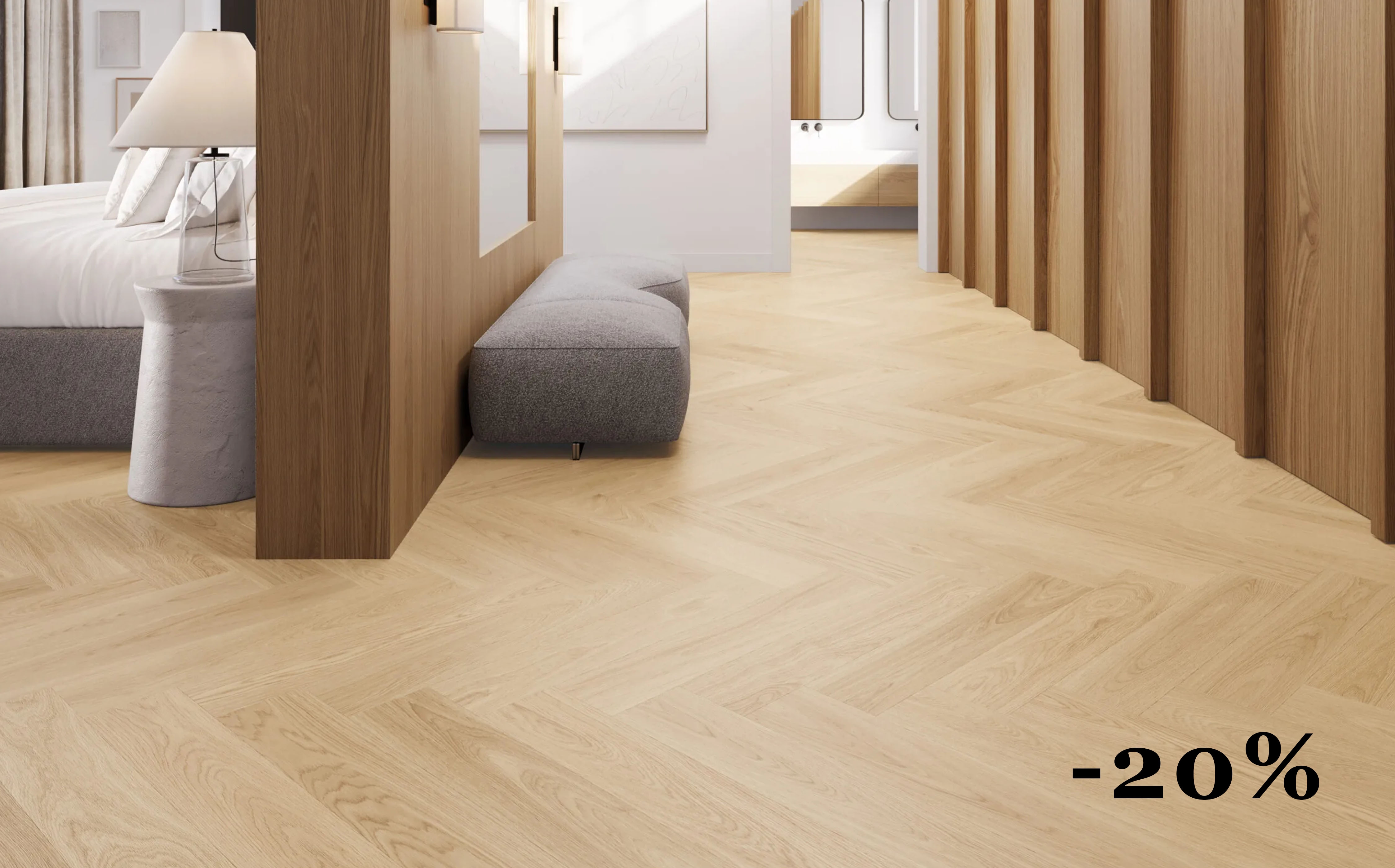 Kompozitná podlaha - Dub Vanilla Herringbone akcia